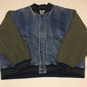 Vintage oversized denim jacket with green sleeves